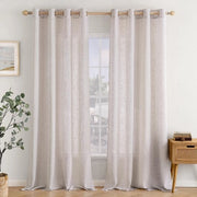 Set di tende con occhi - Aspetto in lino - Set da 2 - 140 x 300 cm - Semi-trasparente - Sostenibile e resistente alle pieghe - Decorazione per finestre