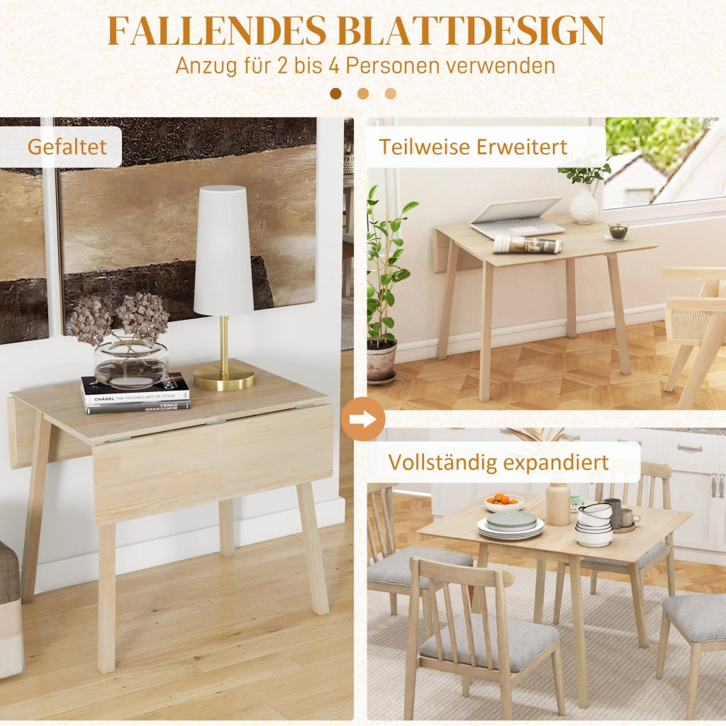 Tavolo da pranzo - pieghevole per 2-4 persone - 110x86x75 cm - legno naturale - ideale per spazi piccoli