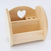 Trade Shop - Portapenne Tondo Cuore Legno Organizzatore Scrivania Portaoggetti Matite Ufficio Casa -
