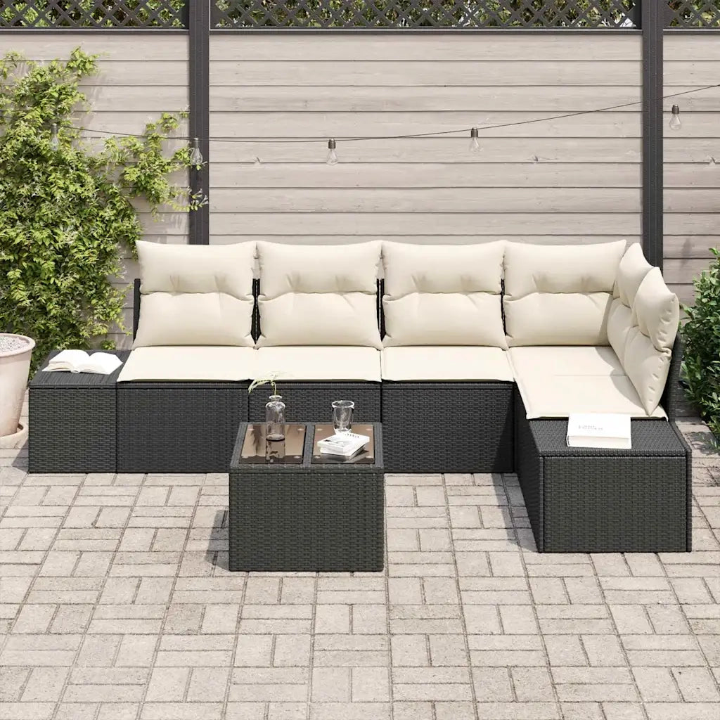 Set Divano da Giardino 6 pcs Nero polyrattan 3347067