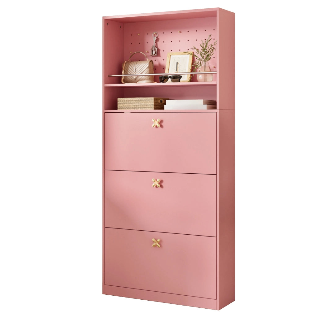 Scarpiera 80 x 24 x 178,5 cm in pannelli truciolari rosa per ingresso
