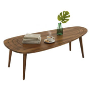 Tavolino da salotto Eugenia, Tavolo basso da caffè, Portariviste per divano, Ripiano da soggiorno, 115x50h38 cm, Noce