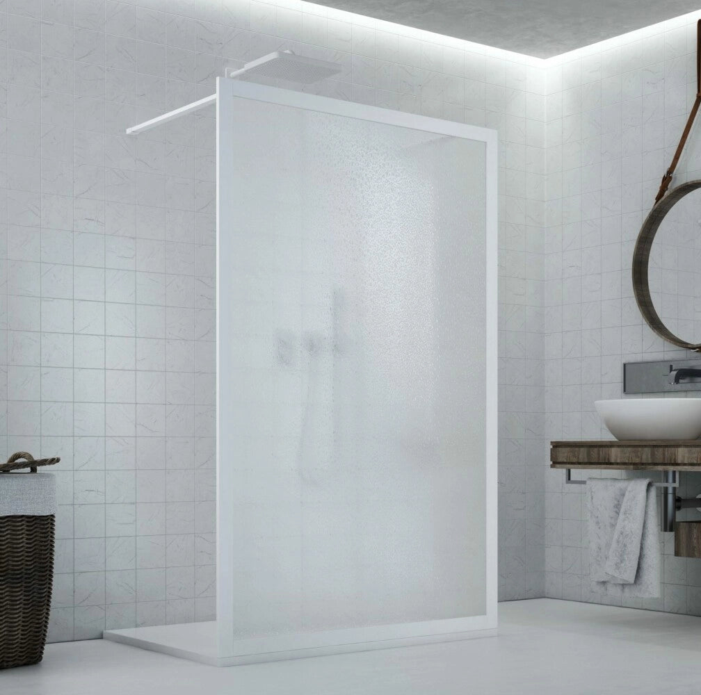 Parete doccia Walk-In centrale in Acrilico 2.2 MM Telaio PVC Bianco - Misura: 120 x 185h 