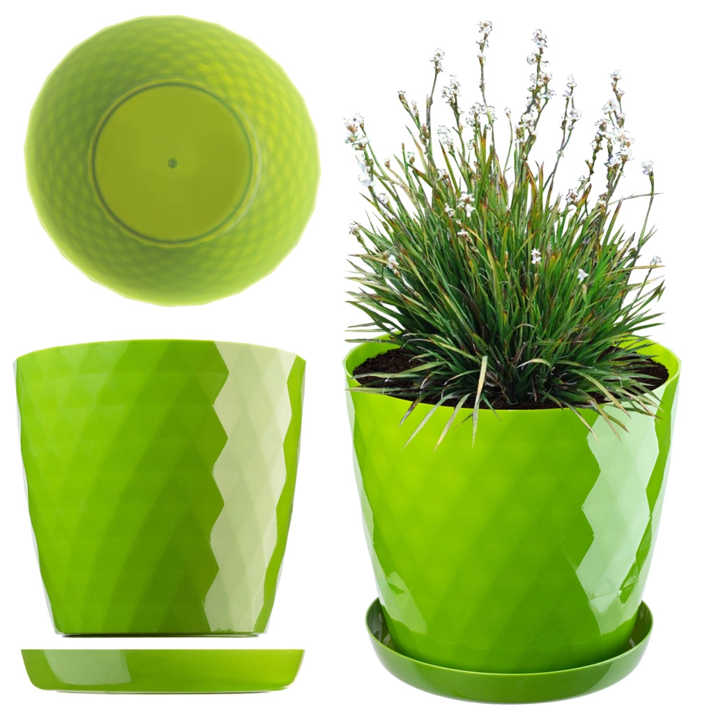 Vaso da fiori KADAX, coprivaso, 16 cm, supporto per fiori, plastica verde, 3 pezzi.