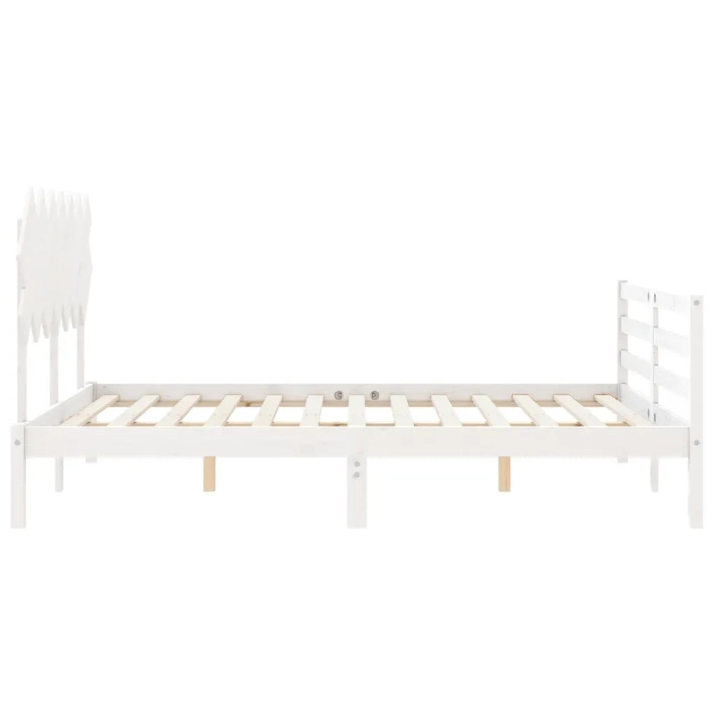 Giroletto con Testiera-Struttura Letto con testiera Bianco 140x200 cm in Legno Massello 591378