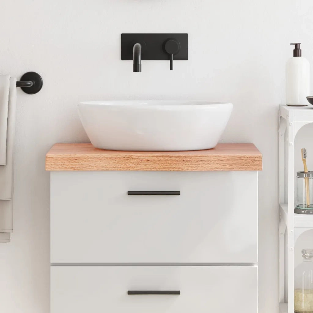 Piano Bagno Marrone 60x40x(2-6) cm Legno Massello Trattato