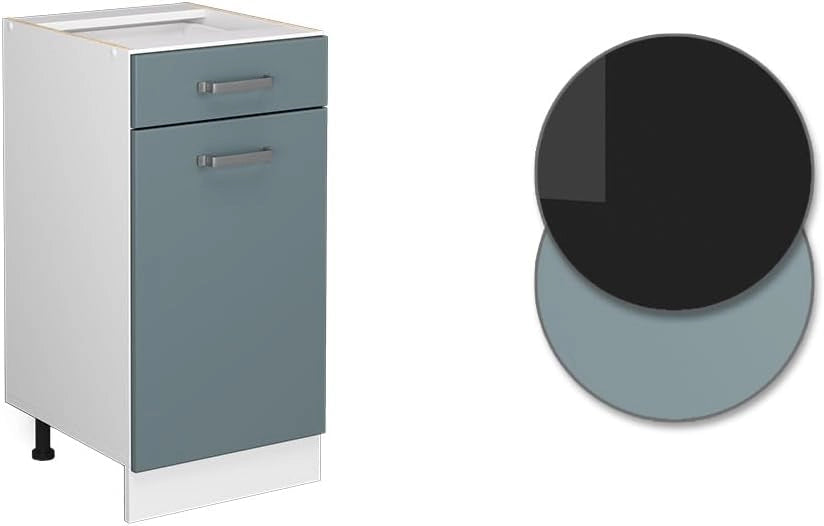 Base universale R-Line, Grigio-blu, 40 cm con cassetto, senza piano di lavoro, adatto per essere riposto in modo salvaspazio nelle cucine componibili