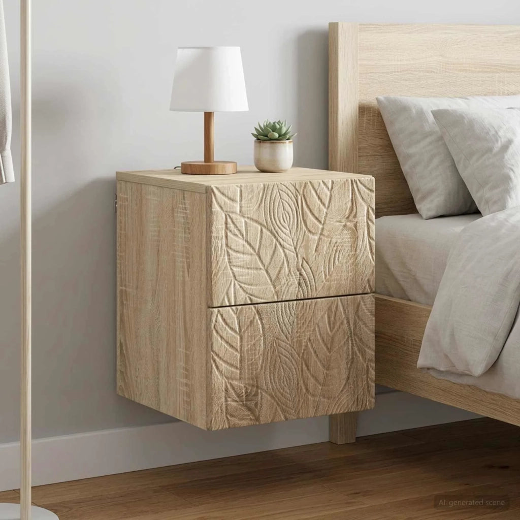 Mobiletto da notte a muro 2 pcs Rovere Sonoma 34,5 x 33 x 40 cm 898810