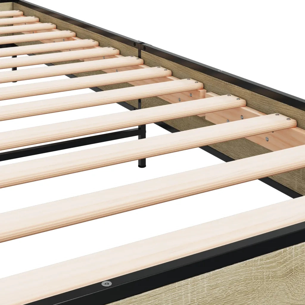 Giroletto-Struttura Letto Rovere Sonoma 90x200 cm Legno Multistrato e Metallo 373610