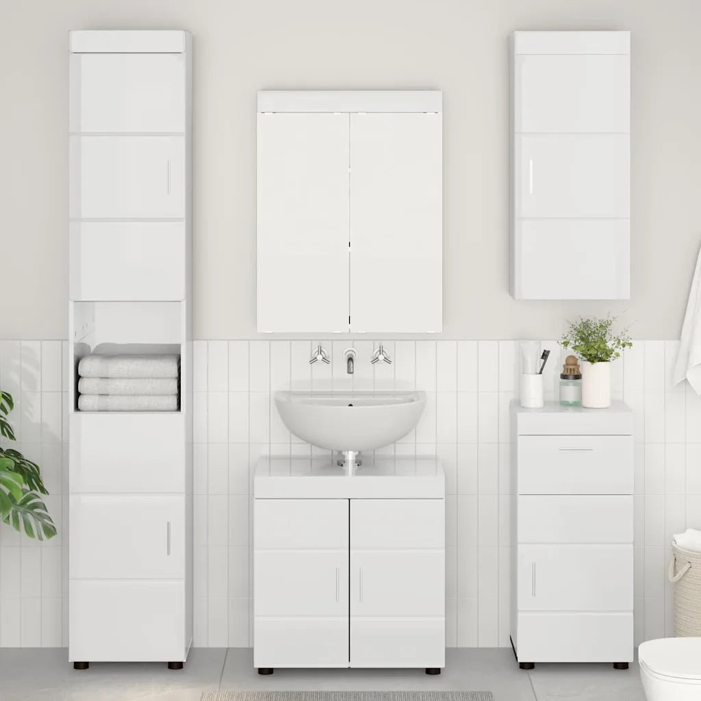 Set di mobili per il bagno TULUM 5 pcs Bianco Lucido