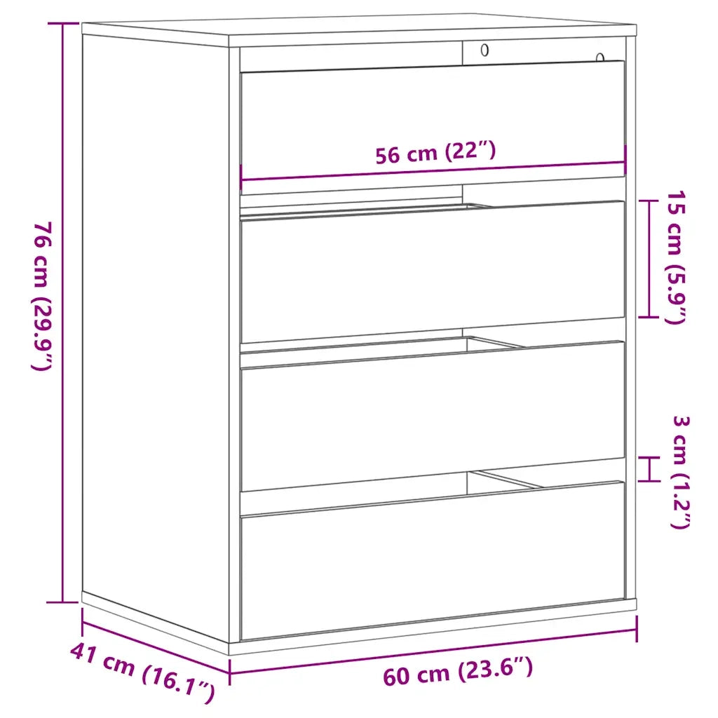 Cassettiera Angolare Rovere Sonoma 60x41x76cm Legno Multistrato CFW1385603