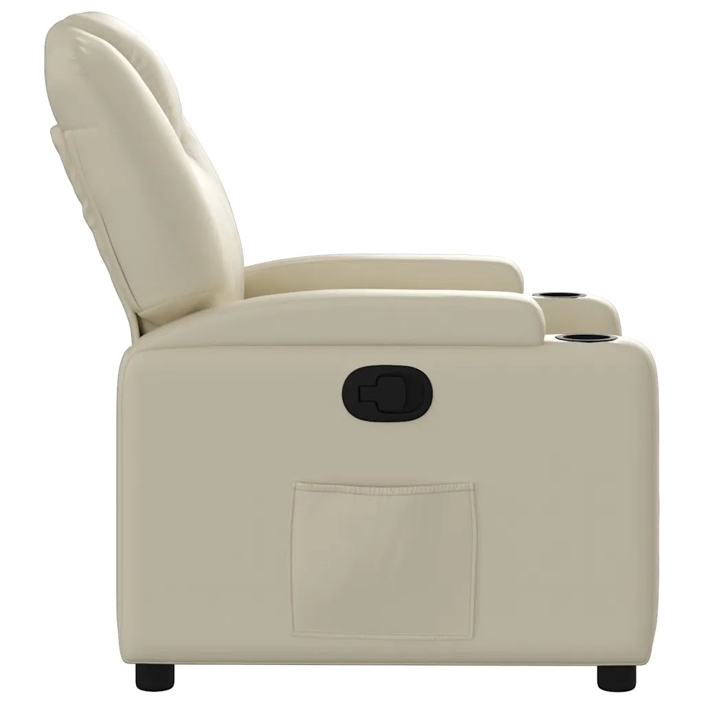 Poltrona reclinabile in similpelle color crema