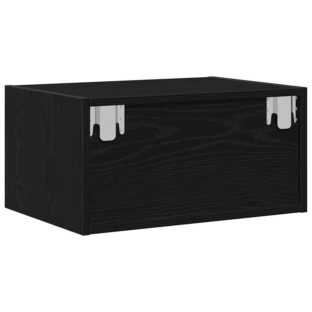 Comodini a Parete con Luci LED 2 pz Rovere Neri 860214
