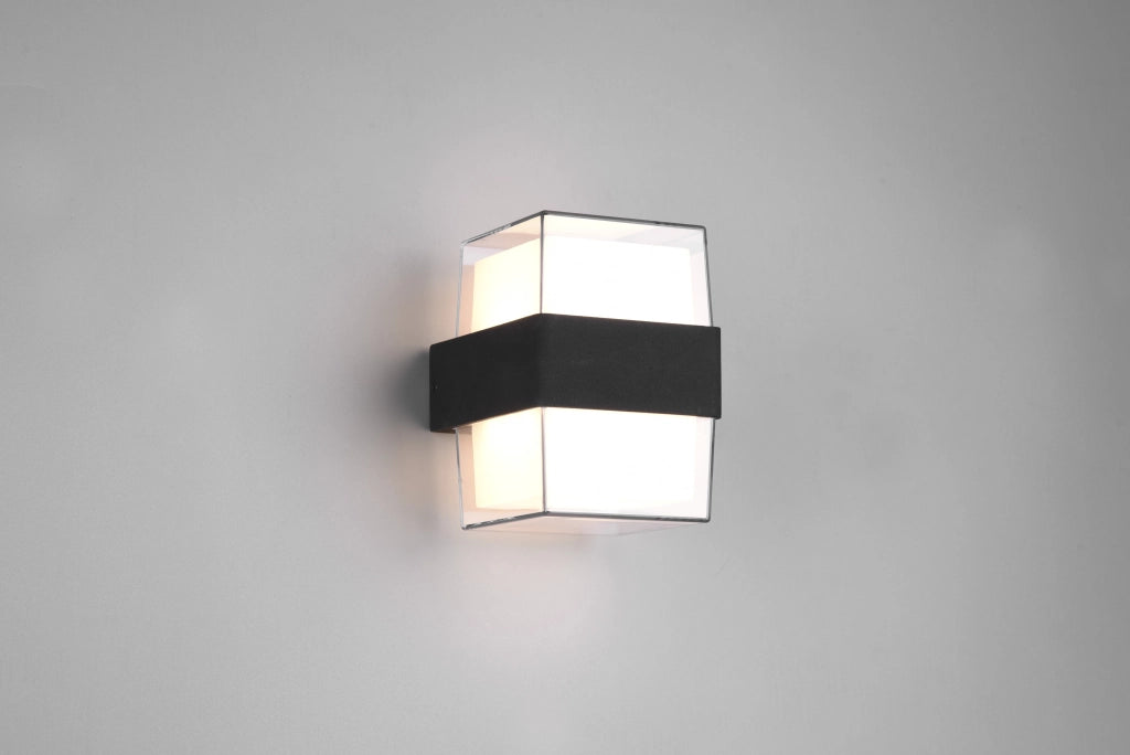 Applique Parete Led Esterno Doppio Diffusore Quadrato Antracite Molina GD Trio