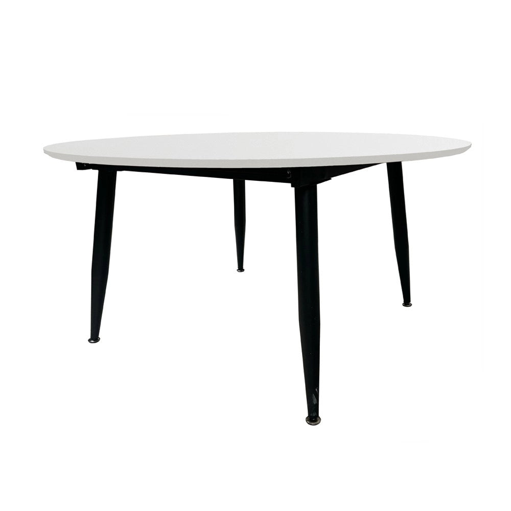 Tavolo rotondo allungabile Cordelia bianco con gambe nere 120x120x75