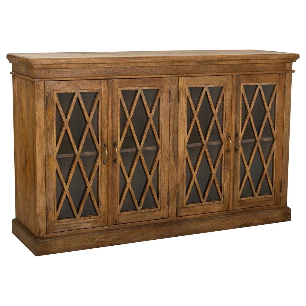 Credenza in legno e vetro marrone 170x40x100