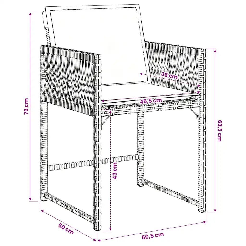 Set da Pranzo da Giardino 9 pz con Cuscini in Polyrattan Grigio 3211460