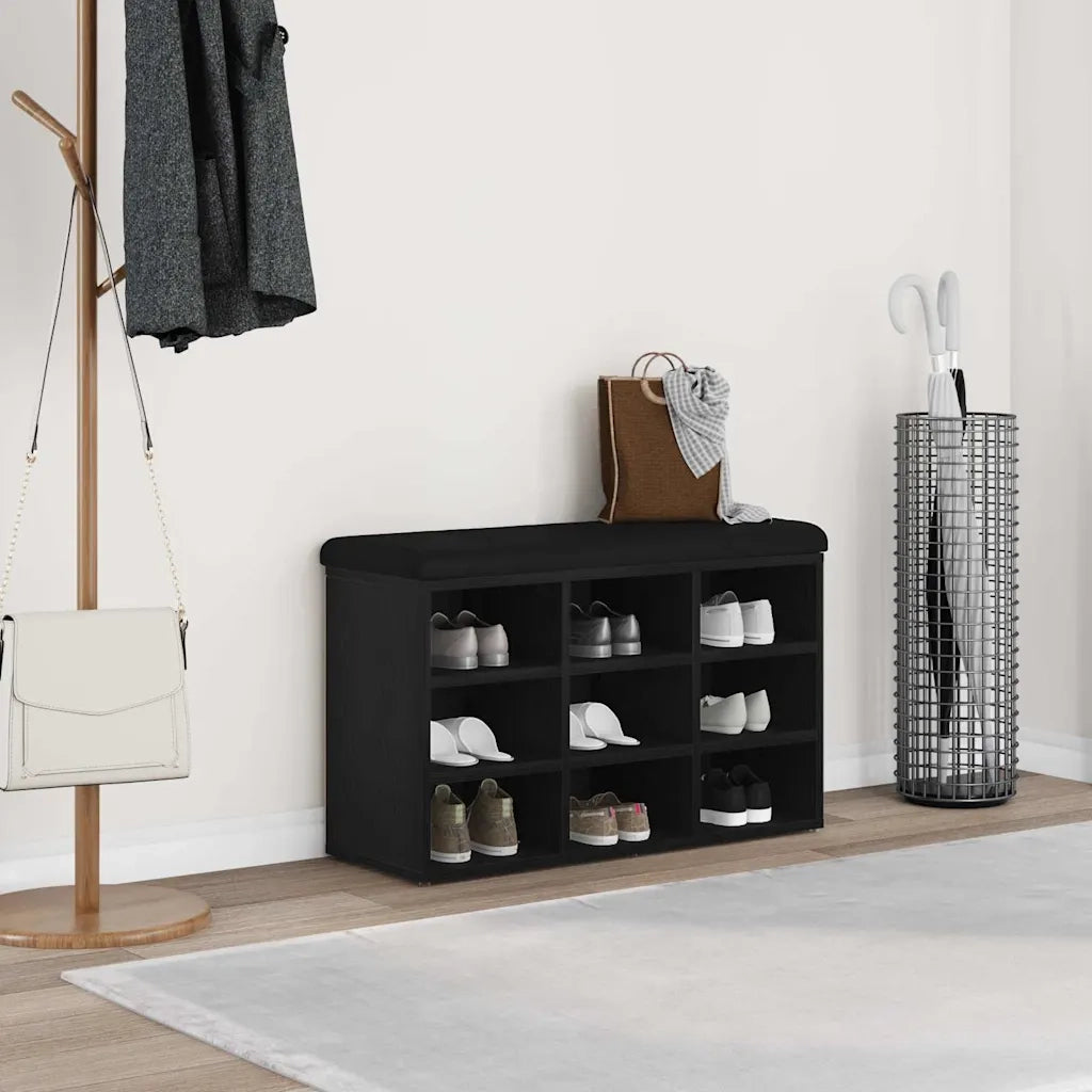 Panca per scarpe-Sgabello-Panca da Corridoio Nero 80 x 30 x 48 cm Legno multistrato