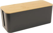 Cassetta di Gestione dei Cavi con Copertura in Bambù - Organizza i Cavi e le Scatole dei Connettori - 32 x 12,5 x 13,5 cm
