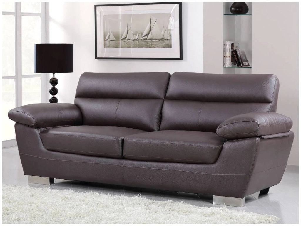 Divano in pelle rigenerata / PVC "DALLAS" - 3 posti - Cioccolato.