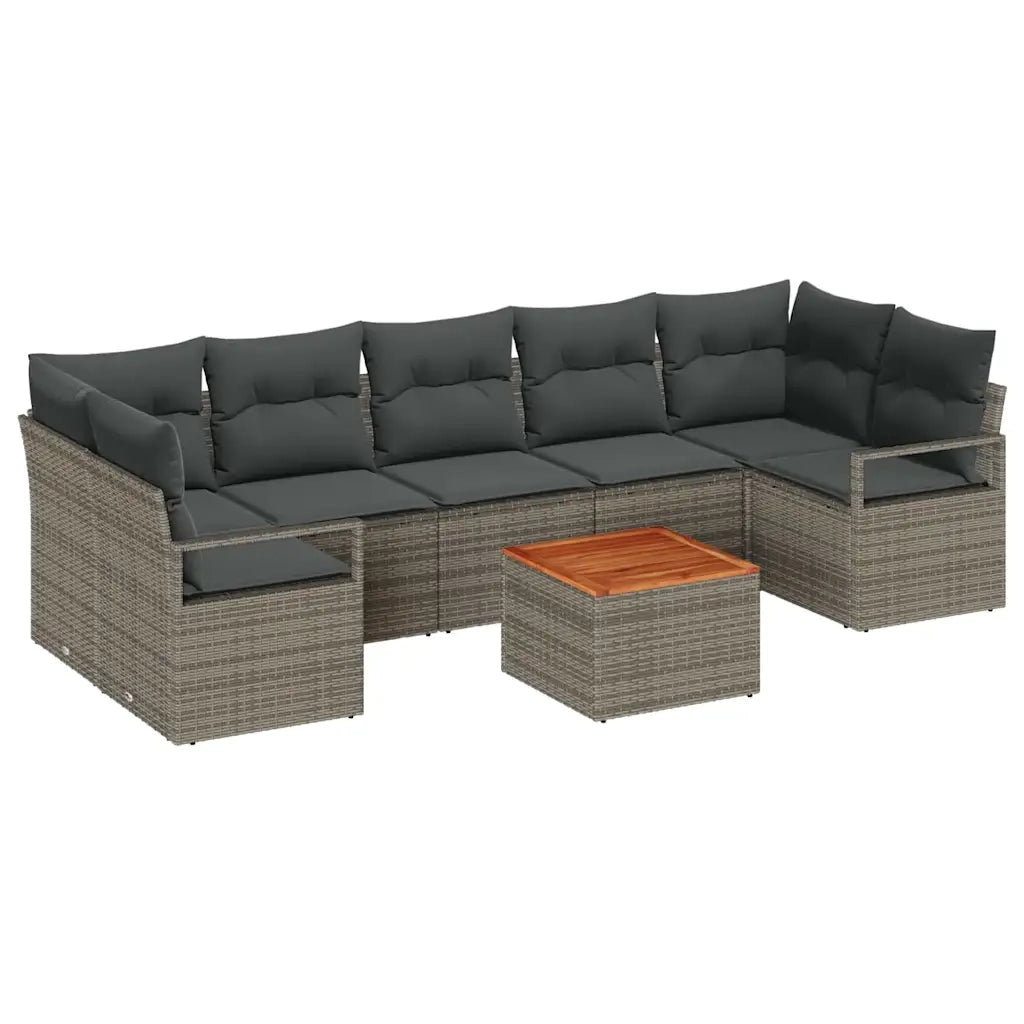 Set Divano da Giardino con cuscino 8 pcs Grigio polyrattan 3347671