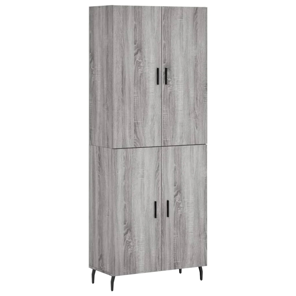 Buffet credenza cassettiera armadio mobile contenitore organizer cucina soggiorno salotto rovere Sonoma alto 69,5 x 34 x 180 cm legno ingegnerizzato grigio 02_0035576