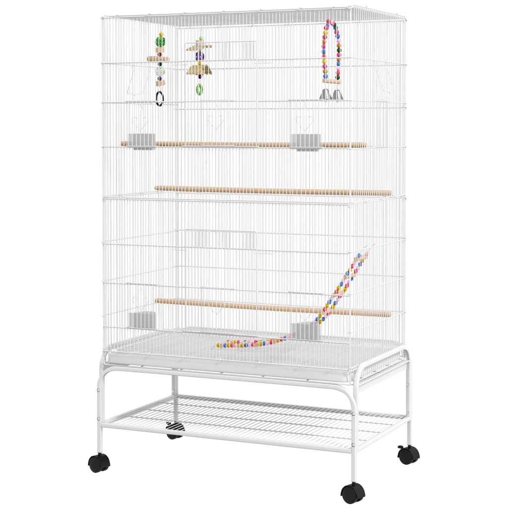 Gabbia per uccelli con ruote ¨C Minimal ¨C bianco 79x49x133 cm