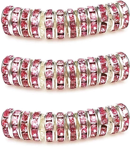 MJDCB 10mm 100 pezzi di perle rotonde per gioielli perle strass spacer per gioielli per la creazione di collane bracciali anelli (rosa)