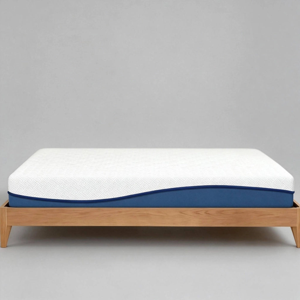 Materasso 90x190 cm bianco e blu in poliestere, memory foam gel
