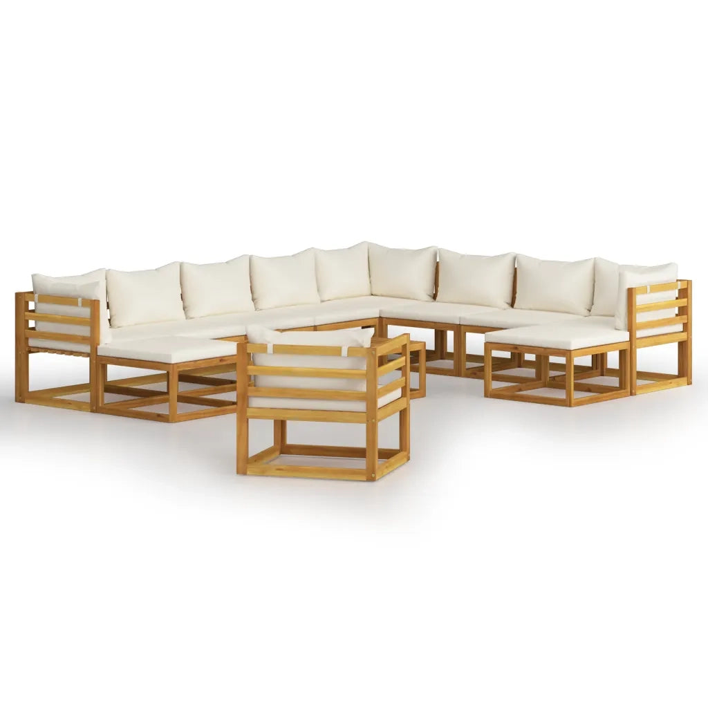 Set Divani da Giardino 12 pz con Cuscini Crema in Legno Acacia 3057649