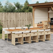 Set da Pranzo da Giardino 11 pz con Cuscini Beige in Polyrattan 3211120