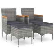 Set Sedie da Giardino con Poggiapiedi 4 pz | Sedie da Esterno in Polyrattan Grigio