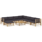 Set Divani da Giardino 9 pz con Cuscini Grigio Scuro in BambÃ¹ cod mxl 44455