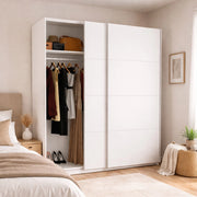 Guardaroba Alias, Mobile appendiabiti per camera da letto, Armadio a 2 ante scorrevoli, 180x65h204 cm, Bianco