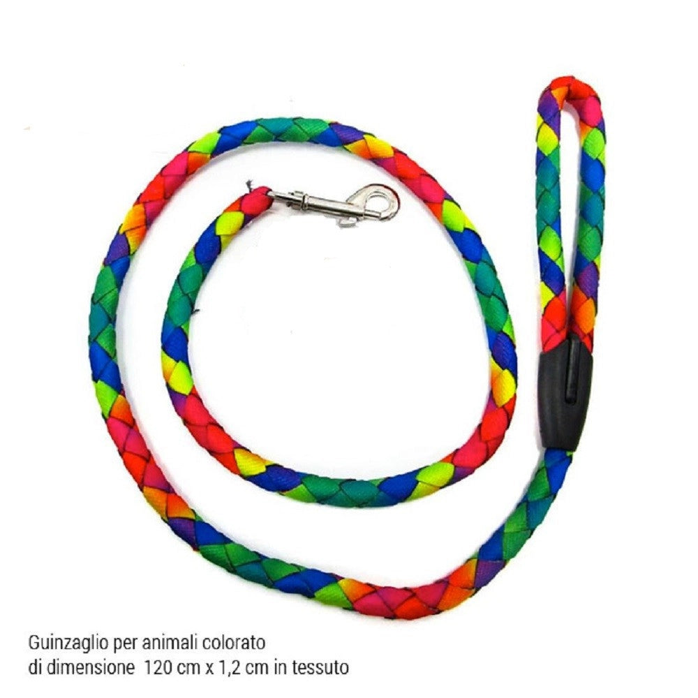 Trade Shop - Guinzaglio Per Animali Cani Cane 1,2x120 Cm In Tessuto Gancio Acciaio Multicolor -
