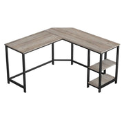 Scrivania angolare tavolo per computer a L tavolo da studio con ripiano portaoggetti per ufficio domestico salvaspazio facile da montare stile industriale 138 cm beige e nero 12_0001335