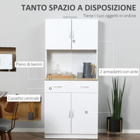 Mobile da Cucina Credenza 80x40x180 cm in Legno Bianco