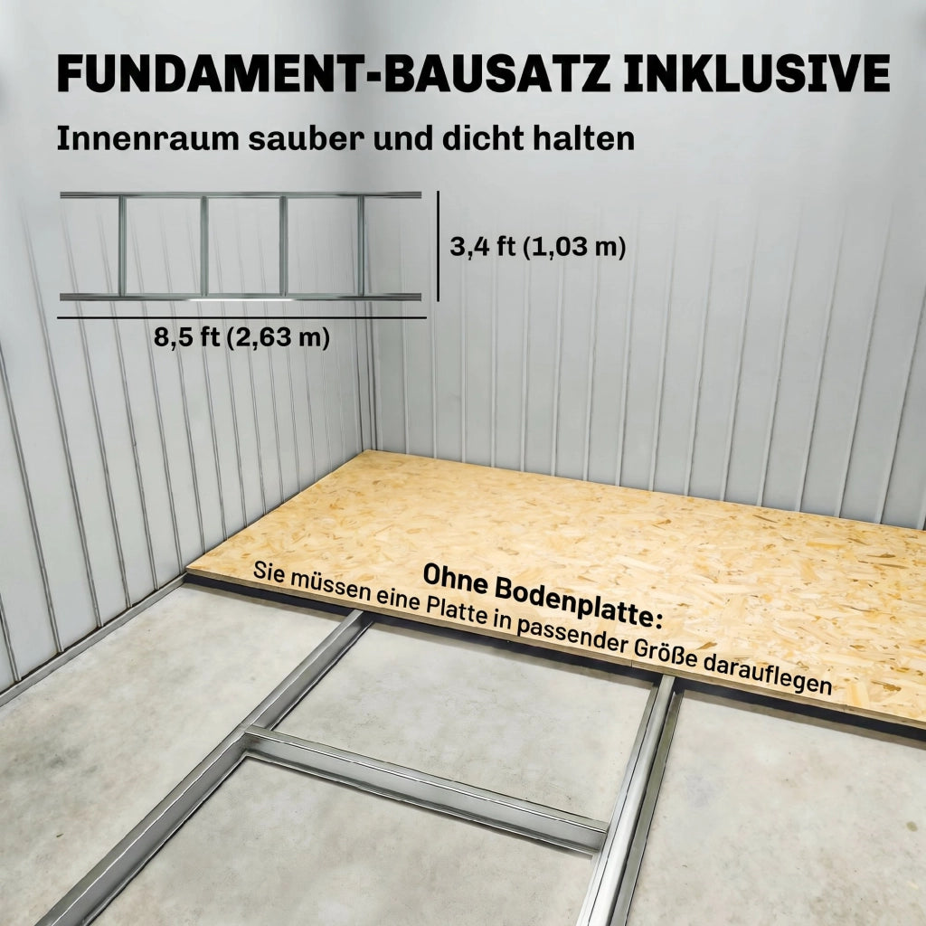 Capannone per giardino con porte scorrevoli ¨C zephmum ¨C Verde metallizzato 277x195x192 cm
