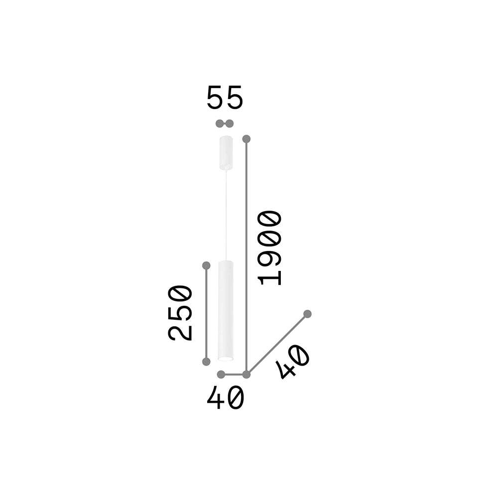 Sospensione Industrial-Minimal Tube Alluminio Nero Led 9W 3000K D4Cm