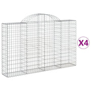 Set di 4 gabbioni ad arco per recinzione gabbia o muro di contenimento 200 x 30 x 120/140 cm ferro zincato argento 02_0041421