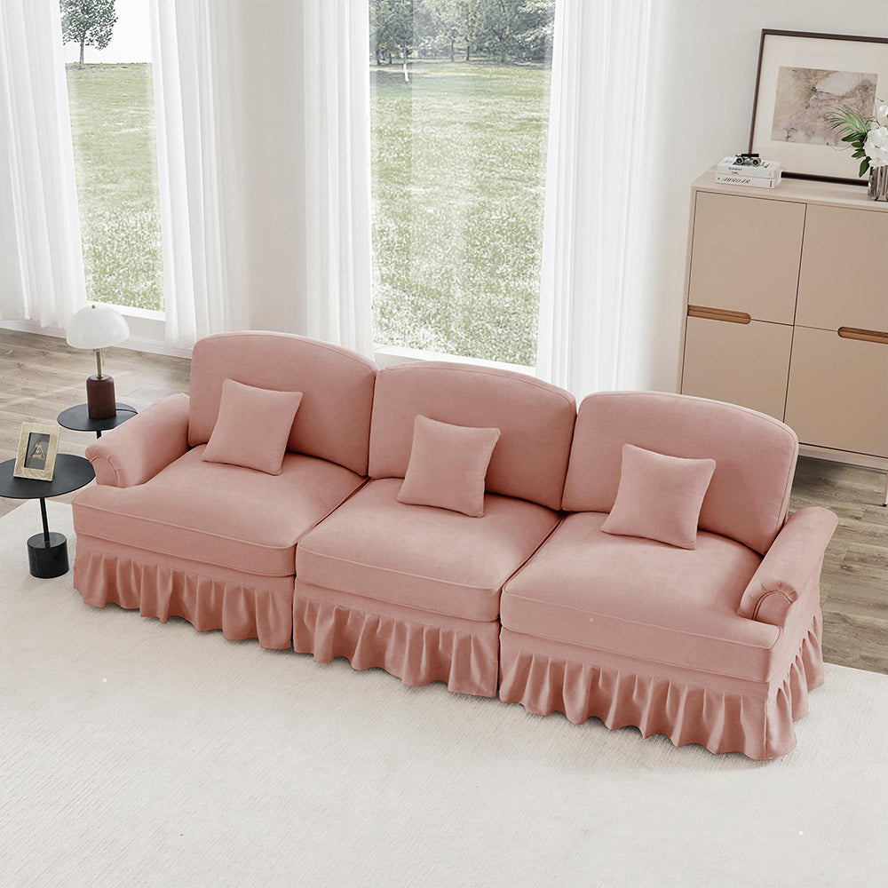 Divano 3 posti classico - Xylo - Stile mid-century, chenille, rosa