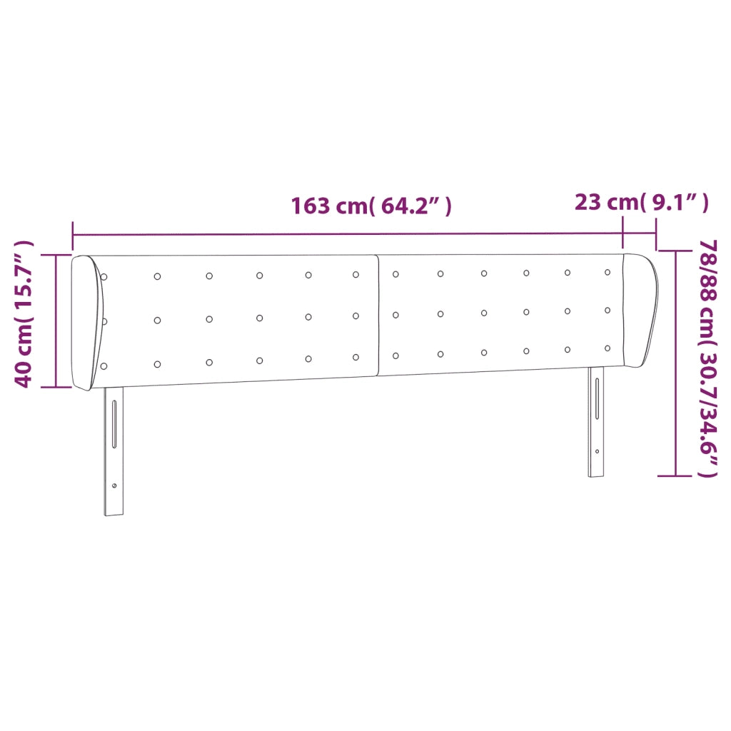 Testiera ad Orecchio-Testata con Orecchie Marrone Scuro 163x23x78/88 cm in Tessuto 454163