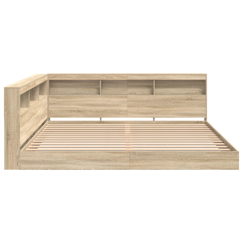 Letto a libreria rovere Sonoma 180x200 cm in legno ingegnerizzato