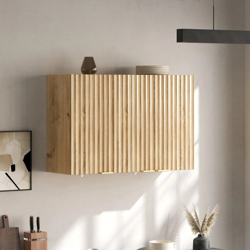 ARMADIO A PARETE A 3 ANTE 90 x 29 x 60 cm MDF Naturale