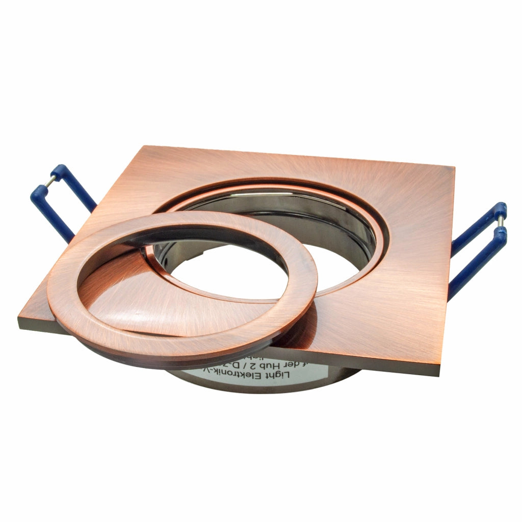 Faretto ad incasso portafaretto rame quadrato foro 70mm moderno orientabile supporto lampade GU10 GU5.3 RAME