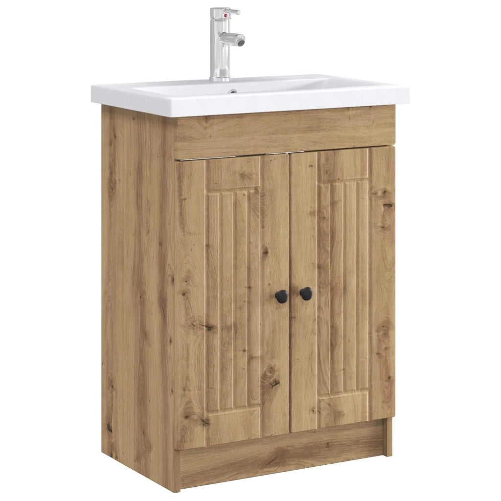 Mobiletto da bagno sotto il lavello Rovere Artigianale 890043