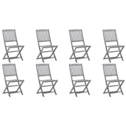 Sedie da Giardino Pieghevoli 8 pz con Cuscini Massello Acacia 3078290