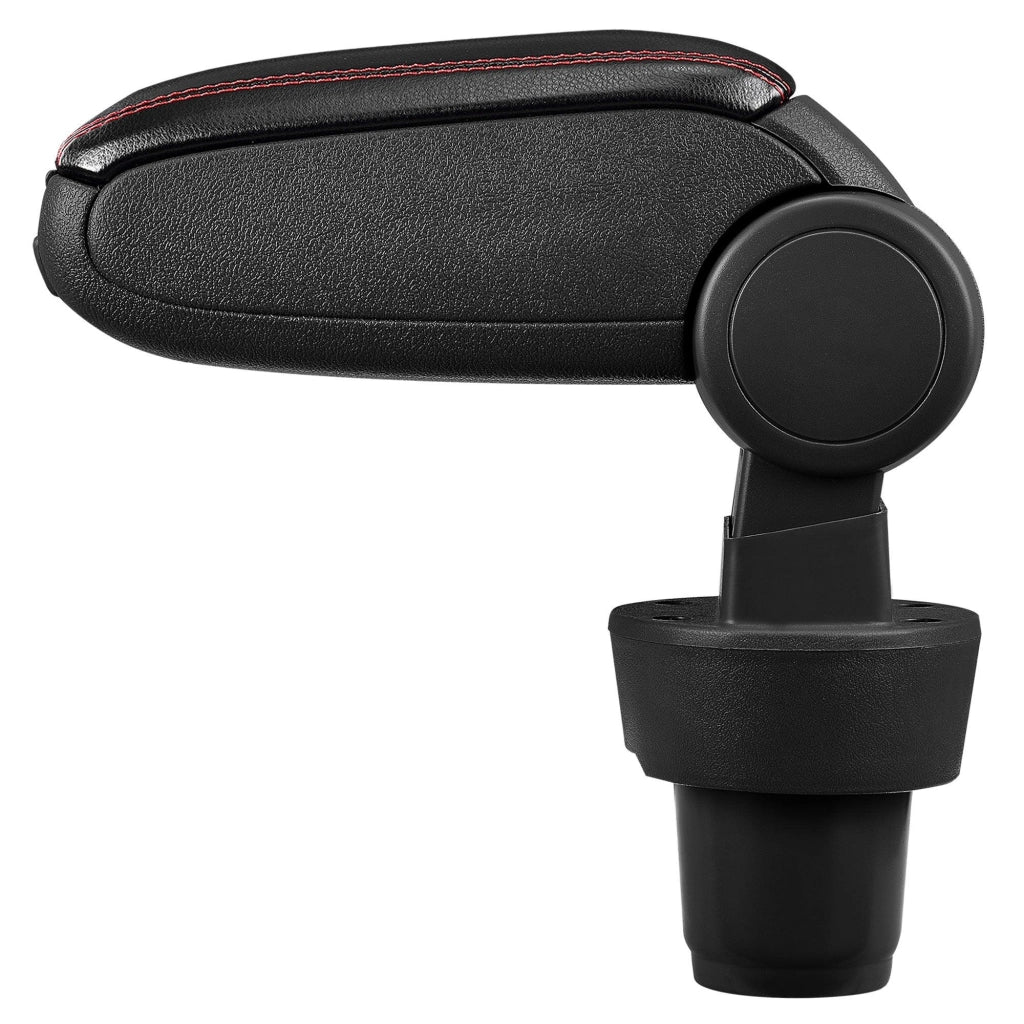 Bracciolo centrale per Volkswagen Up! con scomparto imbottito in similpelle nera con cuciture rosse 03_0000737