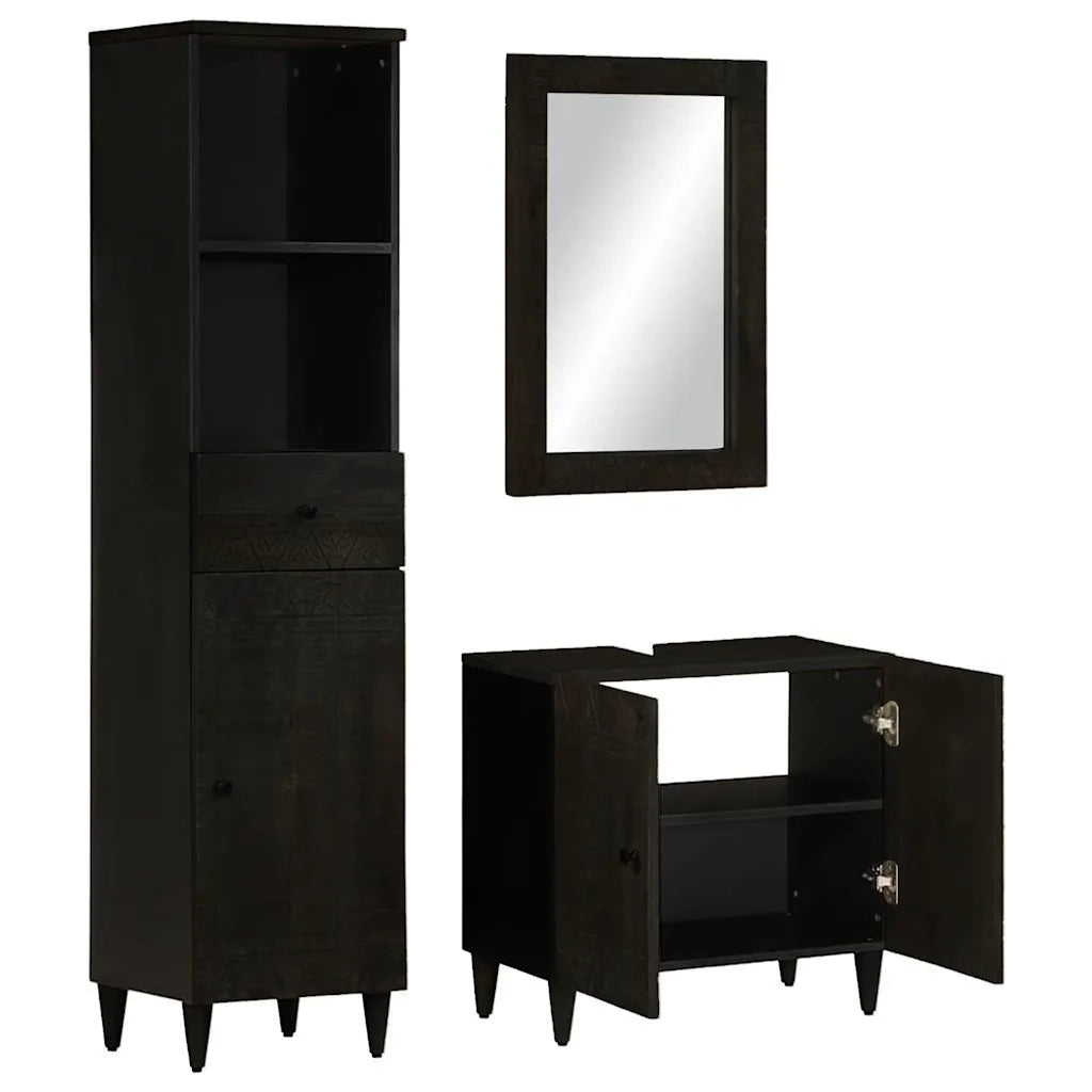 Set Mobili da Bagno 3pz in Legno Massello di Mango 3310019