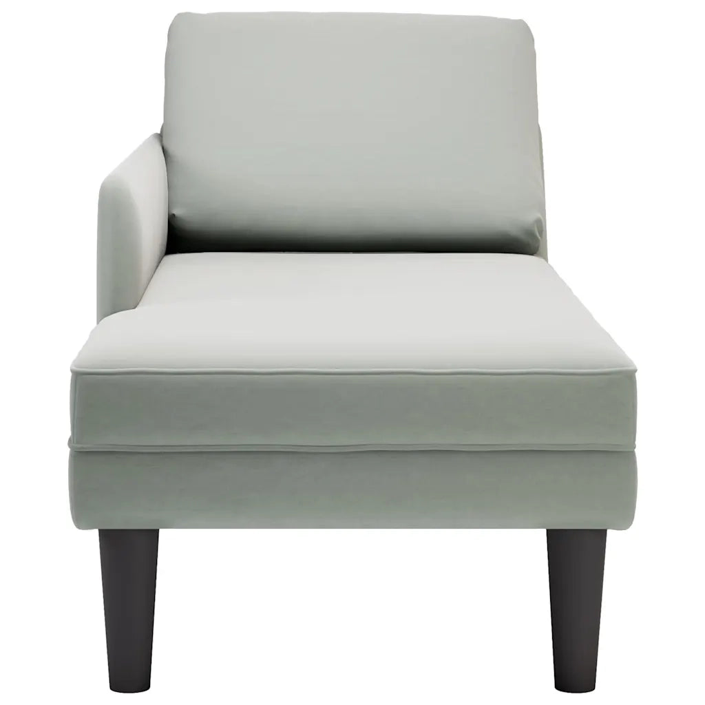Sdraio con Cuscino e Bracciolo Destro in Velluto Grigio Chiaro 4009807